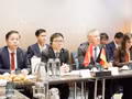 Le vice-ministre vietnamien de l’Industrie et du Commerce, Truog Thanh Hoài (2e, gauche), et le directeur général du Conseil mondial de l’énergie éolienne (GWEC), Ben Backwell, coprésident le séminaire. Photo : VNA.