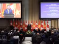 Le secrétaire général du Parti et président de la République To Lam prononce un discours de politique étrangère sur le thème « Le partenariat stratégique Vietnam-Canada dans un monde en pleine mutation ». Photo : VNA.