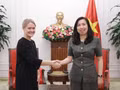 La vice-ministre des Affaires étrangères, Lê Thi Thu Hang (droite) et la secrétaire d’État au ministère norvégien des Affaires étrangères, Astrid Bergmål. Photo: Ministère vietnamien des Affaires étrangères