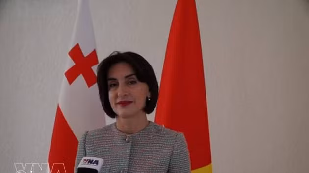 La vice-Première ministre et ministre des Affaires étrangères de Géorgie, Maka Botchorishvili. Photo: VNA.