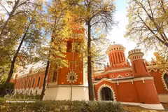 Le palais Petrovski, attraction touristique de Moscou, resplendit de beauté sous les couleurs dorées de l'automne. Photo : VNA