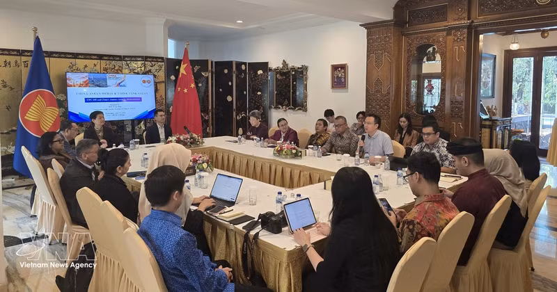 Le colloque sur les cinq années du Partenariat stratégique global Chine-ASEAN. Photo : VNA. 
