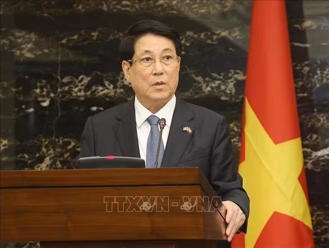 Le président Luong Cuong lors de l'événement. Photo : VNA.