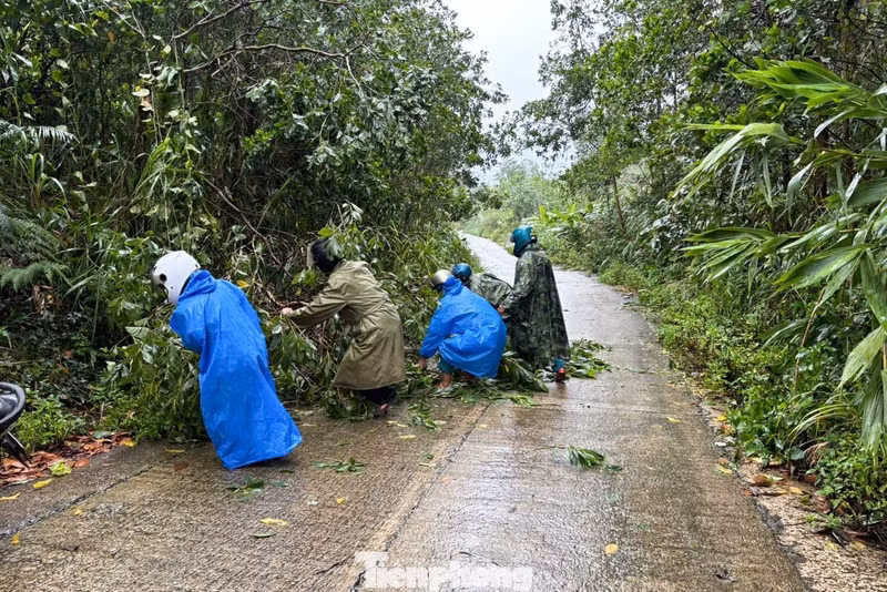 Des jeunes bénévoles sont toujours disponibles pour aider les services techniques à rétablir la circulation. Photo : tienphong.vn