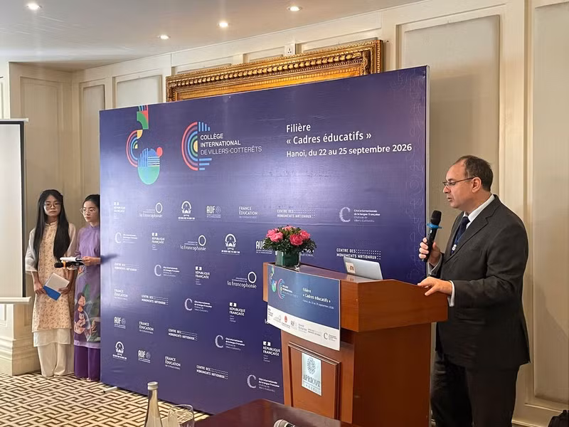 Nicolas Maïnetti, directeur régional de l'AUF pour l'Asie-Pacifique, rappelle que le choix de Hanoï s'impose naturellement, le Vietnam ayant été pionnier en Asie dans le lancement des classes bilingues dont les cadres éducatifs viendront s'inspirer. Photo : CVN.