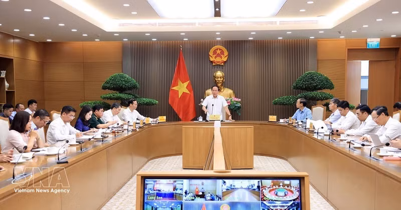 Le vice-Premier ministre Le Tien Chau s'exprime à la réunion. Photo : VNA. 