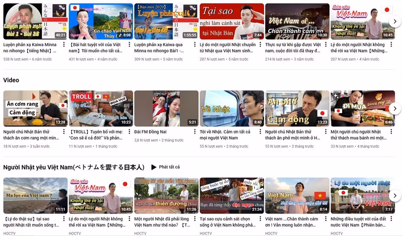 Des vidéos disponibles sur la chaîne YouTube de Kaneya Manabu, HocTV.