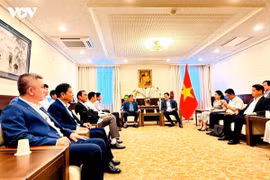La délégation de la province de Dak Lak lors de la réunion de travail avec l'ambassade du Vietnam au Japon. Photo: VOV