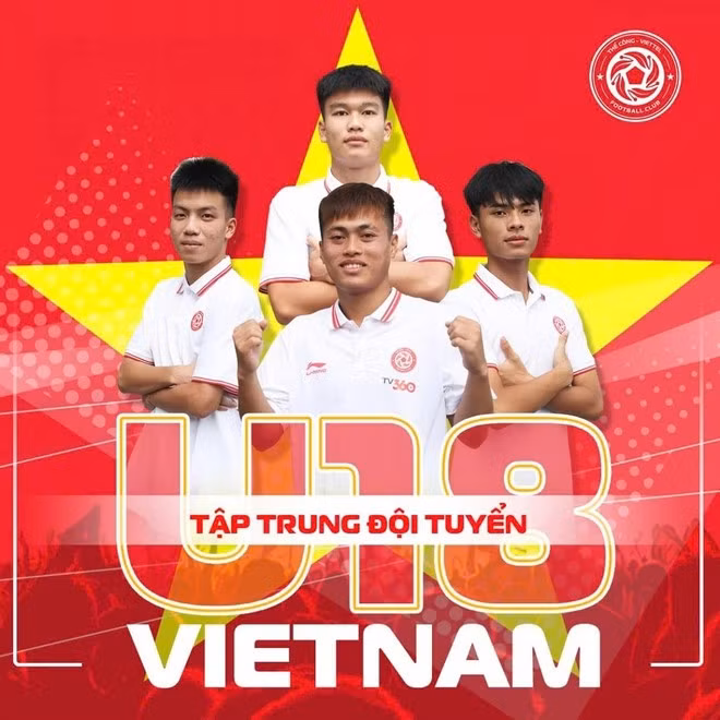 Les jeunes joueurs Nguyên Hoàng Nam, Hoàng Van Thai, Nguyên Minh Ky et Trân Hông Kiên ont été convoqués pour le stage d’entraînement. Photo: Viettel FC