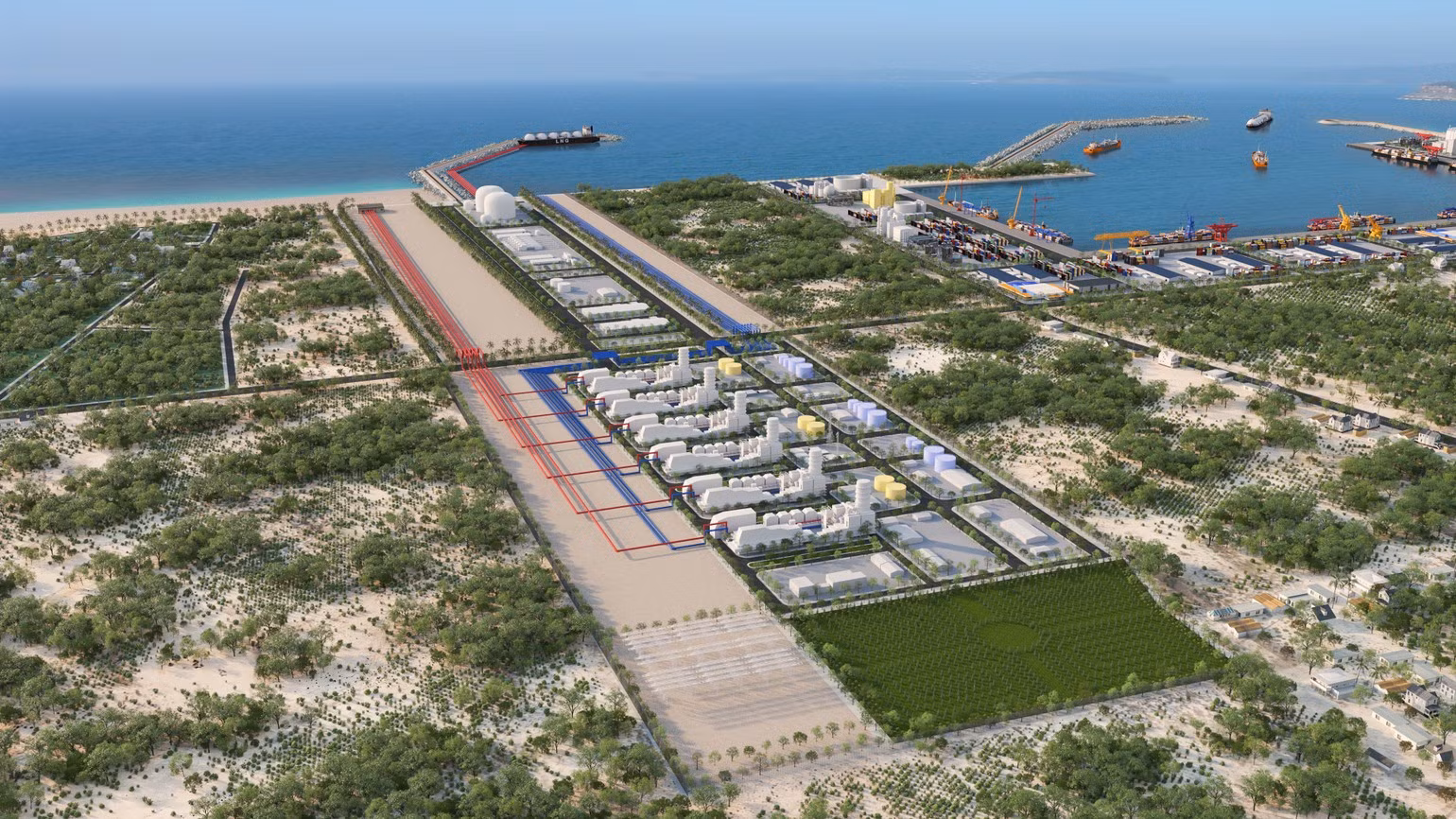 Le projet de centrale électrique au GNL de Hai Lang est mis en œuvre par le groupe T&amp;T et ses partenaires sud-coréens dans la province de Quang Tri (au Centre). Photo : T&amp;T Group