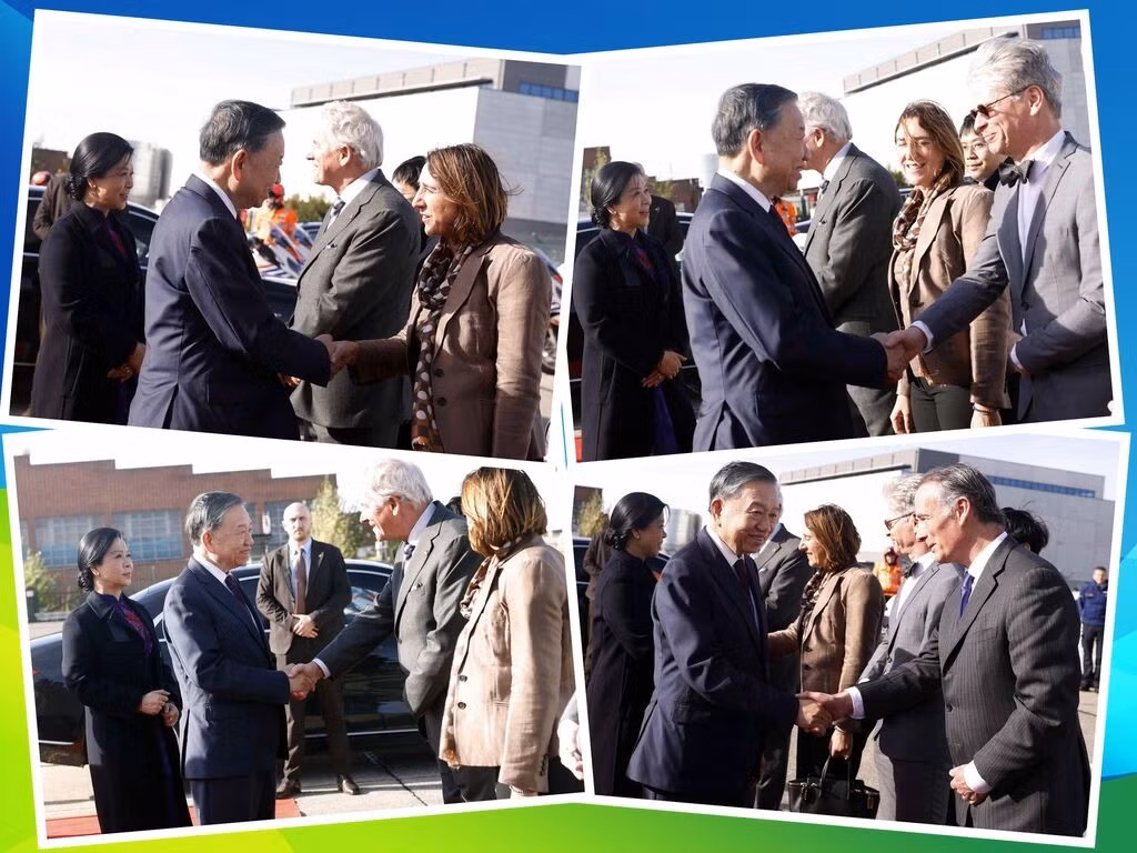 Des officiels belges ont fait leurs adieux au SG du PCV et président vietnamien, To Lam, et son épouse, à l’aéroport militaire de Melsbroek à Bruxelles. Photos : VNA.