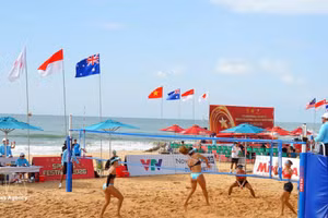 Le tournoi international de beach-volley féminin 2026 a débuté le 14 août au complexe touristique NovaWorld Phan Thiet. Photo : VNA. 