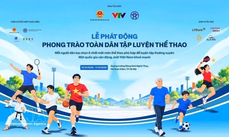La cérémonie de lancement du Mouvement national de pratique sportive se tiendra le 10 octobre à 6h30 sur la place Dong Kinh Nghia Thuc et autour du lac Hoan Kiem, à Hanoï. Photo : VNA.