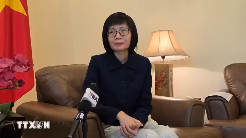 L’ambassadrice Ton Thi Ngoc Huong, représentante permanente du Vietnam auprès de l'ASEAN. Photo : VNA.