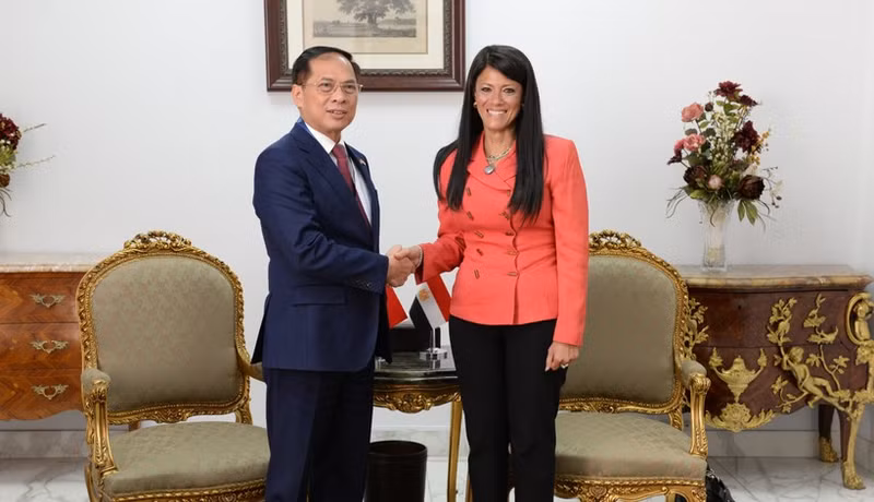 Le vice-Premier ministre et ministre des Affaires étrangères du Vietnam, Bui Thanh Son rencontre le 5 août Rania A. Al-Mashat, ministre égyptienne de la Planification, du Développement économique et de la Coopération internationale, également présidente de la partie égyptienne du Comité mixte Vietnam–Égypte. Photo : VNA.