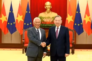 Le 29 janvier 2026, à Hanoï, le secrétaire général du Parti communiste du Vietnam, To Lam, reçoit le président du Conseil européen, Antonio Costa. Photo : Dang Khoa.