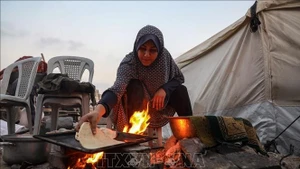 Des Palestiniens dans la région de Cheikh Radwan, au Nord de Gaza. Photo : Xinhua/VNA