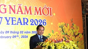 Nguyen Van Duoc, secrétaire adjoint du Comité municipal du Parti et président du Comité populaire de Hô Chi Minh-Ville, prend la parole. Photo: thoidai