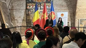 L'ambassadeur vietnamien en Roumanie, Do Duc Thanh, prend la parole lors du festival. Photo: baoquocte