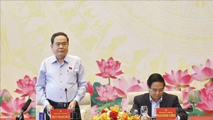 Le président de l’Assemblée nationale, Tran Thanh Man, prend la parole lors de l'événement. Photo : VNA.