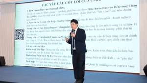 Le Professeur associé, Dr Nguyen Dinh Tho, directeur adjoint de l'Institut de Stratégie et de Politique agricoles et environnementales prend la parole. Photo: BTC