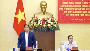 Le Premier ministre Pham Minh Chinh ló de lq réunion. Photo : VNA