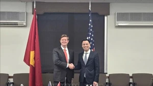Le vice-ministre des Affaires étrangères, Dang Hoang Giang (à droite), et le secrétaire d'État adjoint américain par intérim, Fleet White. Photo : VNA.