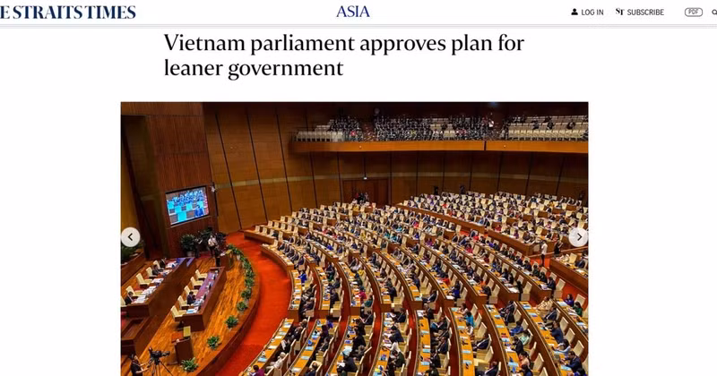 Article de Straits Times sur le plan du Vietnam visant à rationaliser son appareil d'État. Photo: VNA 