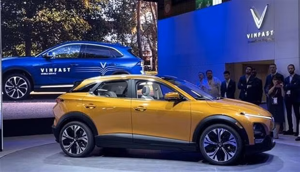 Un des modèles de voitures électriques de VinFast présenté au Mondial de l'Auto de Paris 2022. Photo: VNA