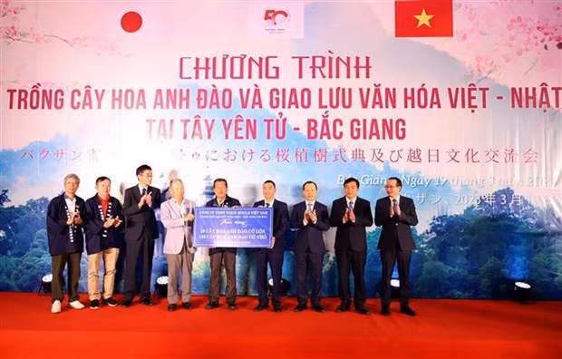 Lors de la cérémonie d'échange culturel Vietnam - Japon à Bac Giang. Photo : VNA.
