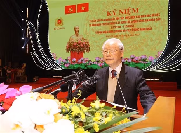 Le Secrétaire général du Parti, Nguyên Phu Trong, lors de la cérémonie. Photo : VNA.