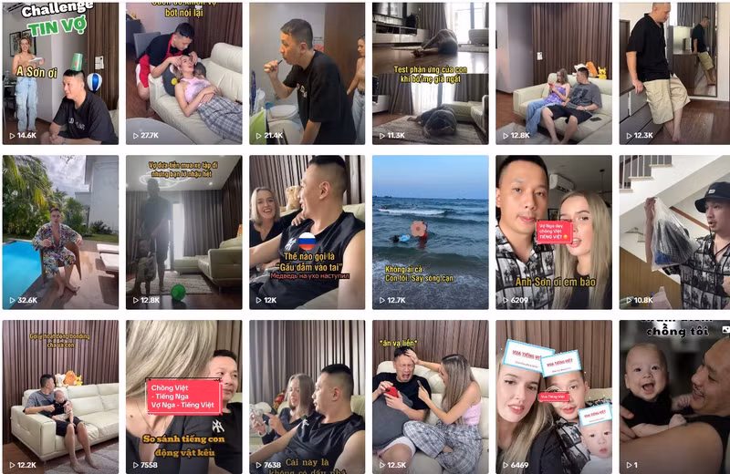 Le compte TikTok « Điệu hổ Li Sơn » du couple Liliya et Bui Son a recueilli plus de 330 000 likes. Capture d’écran : Phan Anh.