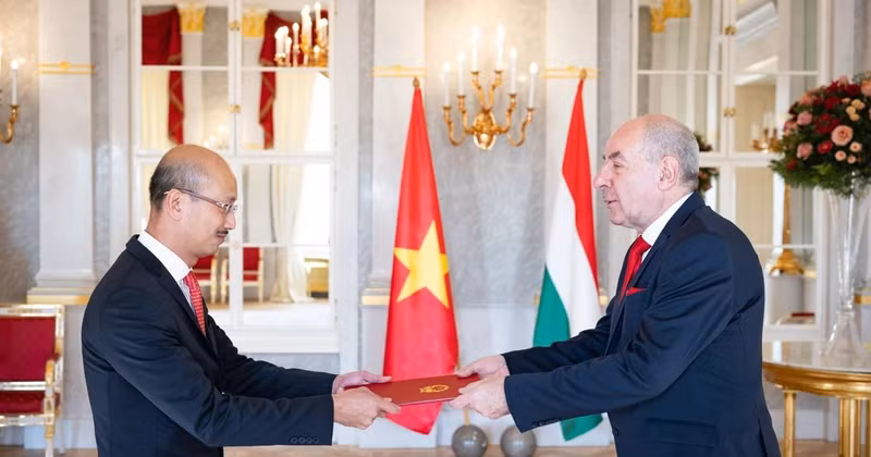 L'ambassadeur Bui Le Thai (gauche) et le président hongrois Sulyok Tamás. Photo : VNA. 