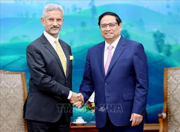 Le Premier ministre vietnamien, Pham Minh Chinh (à droite) et le ministre indien des Affaires étrangères, Subrahmanyam Jaishankar. Photo : VNA.