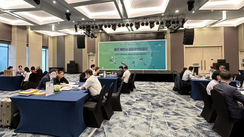 Rencontres commerciales directes entre les entreprises d'Ulsan et les entreprises vietnamiennes lors de l'événement. Photo : VOV.