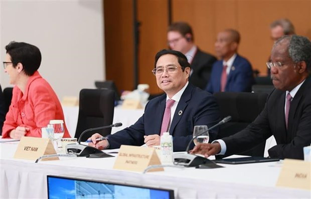 Le Premier ministre vietnamien, Pham Minh Chinh, lors de la 2e session du Sommet du G7 élargi à Hiroshima, au Japon. Photo : VNA.