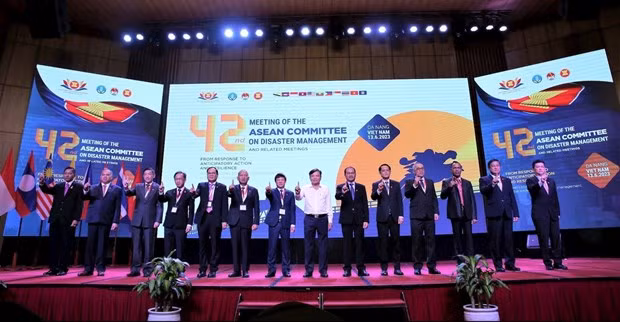 Les délégués à la 42e réunion annuelle du Comité de l'ASEAN sur la gestion des catastrophes. Photo : hanoimoi.com.vn