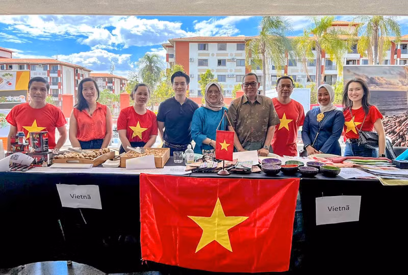 Le pavillon vietnamien à la Foire culturelle et alimentaire d’Asie-Océanie au Brésil. Photo : baoquocte.vn