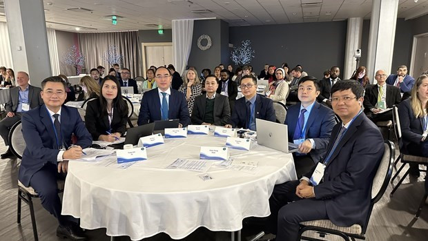 La délégation du SAV, conduite par l’auditeur général adjoint Bui Quôc Dung (troisième à partir de la gauche), lors de la 22e réunion du WGEA de l’INTOSAI. Photo : VNA.