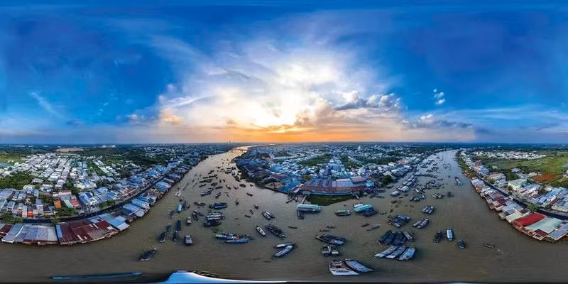 Le marché flottant de Cai Rang dans la ville de Can Tho est situé sur un bras de la rivière Hau. Photo : onetouchmedia.vn
