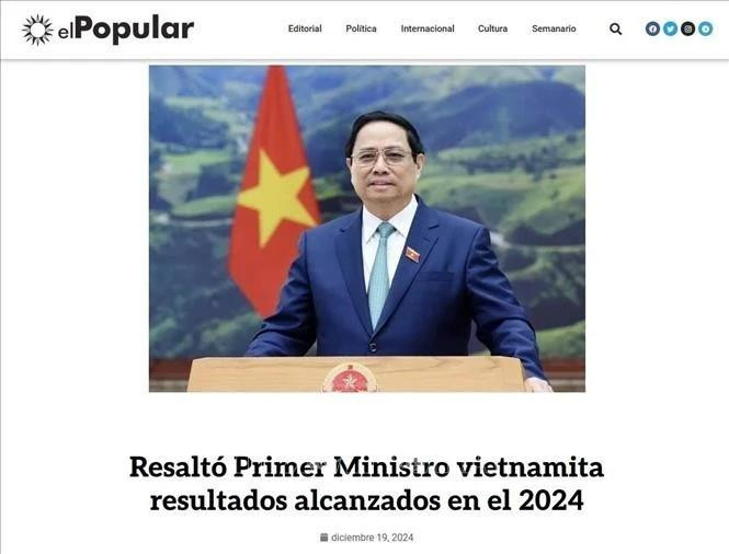 Le journal El Popular publie un article louant les réalisations socio-économiques du Vietnam en 2024. Photo : VNA.