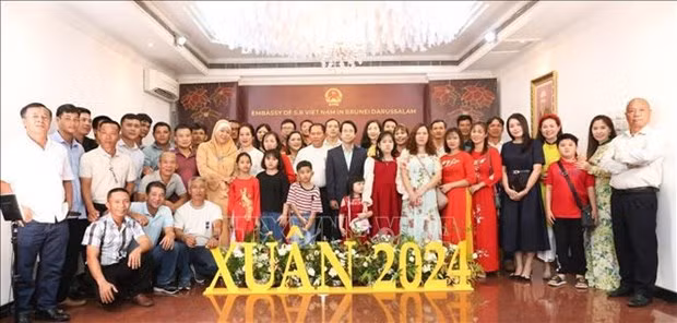 Des délégués participent au programme du Printemps de la Patrie au Brunei. Photo : VNA.