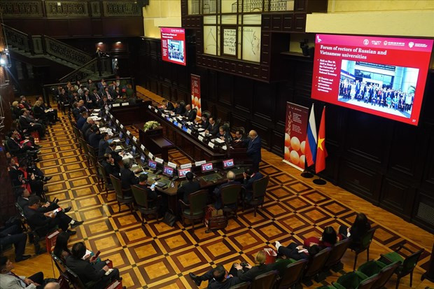 Vue du 2e Forum des recteurs des universités russes et vietnamiennes, à l’Université d’État Lomonossov de Moscou (MGU), le 18 avril. Photo : VNA