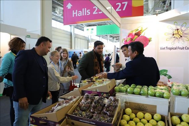 Des produits vietnamiens sont présentés au Fruit Logistica 2024. Photo : VNA.