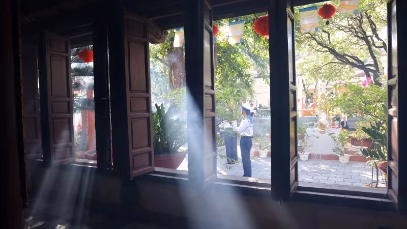 Espace serein et paisible de la pagode Sinh Ton. Espace serein et paisible de la pagode Sinh Ton.