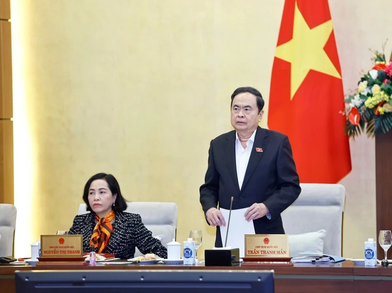 Le président de l’Assemblée nationale Trân Thanh Mân lors de la réunion du Comité permanent de l’Assemblée nationale, à Hanoi, le 31 mars. Photo : VNA.