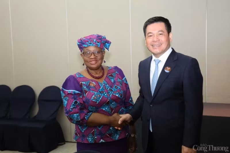 Le ministre Nguyen Hong Dien (à droite) et la directrice générale de l’OMC, Ngozi Okonjo-Iweala. Photo: baocongthuong