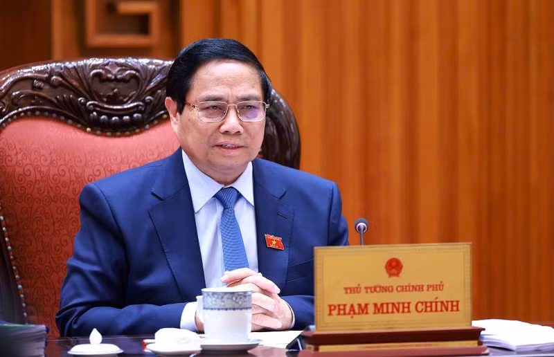 Le Premier ministre Pham Minh Chinh lors de la réunion. Photo : VGP.