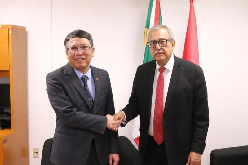 Pedro Vazquez Gonzalez, président de la Commission des affaires étrangères de la Chambre des députés du Mexique et Nguyen Van Hai (gauche), ambassadeur du Vietnam au Mexique. Photo : VNA.