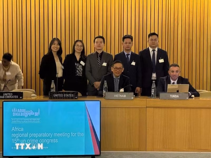 La délégation vietnamienne lors de l'événement d'adoption de la Convention le 24 décembre 2024 aux Nations Unies. Photo : VNA.